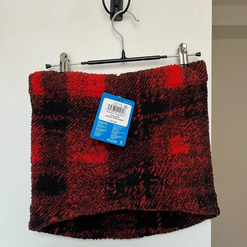 Columbia NWT Unisex West bend sherpa fleece Gaiter Red black one size men’s